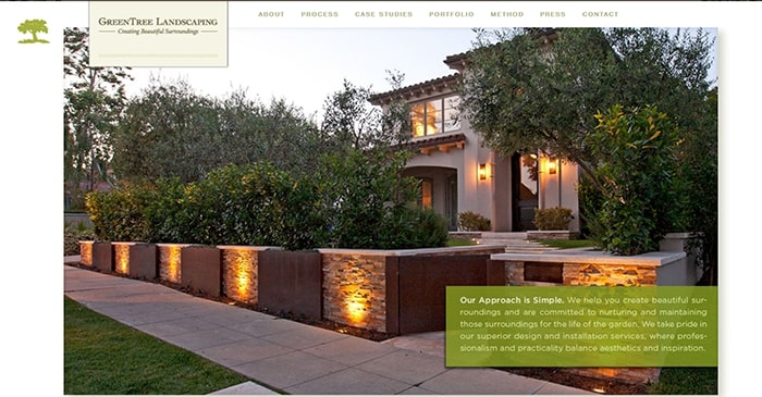 green tree landscaping website design